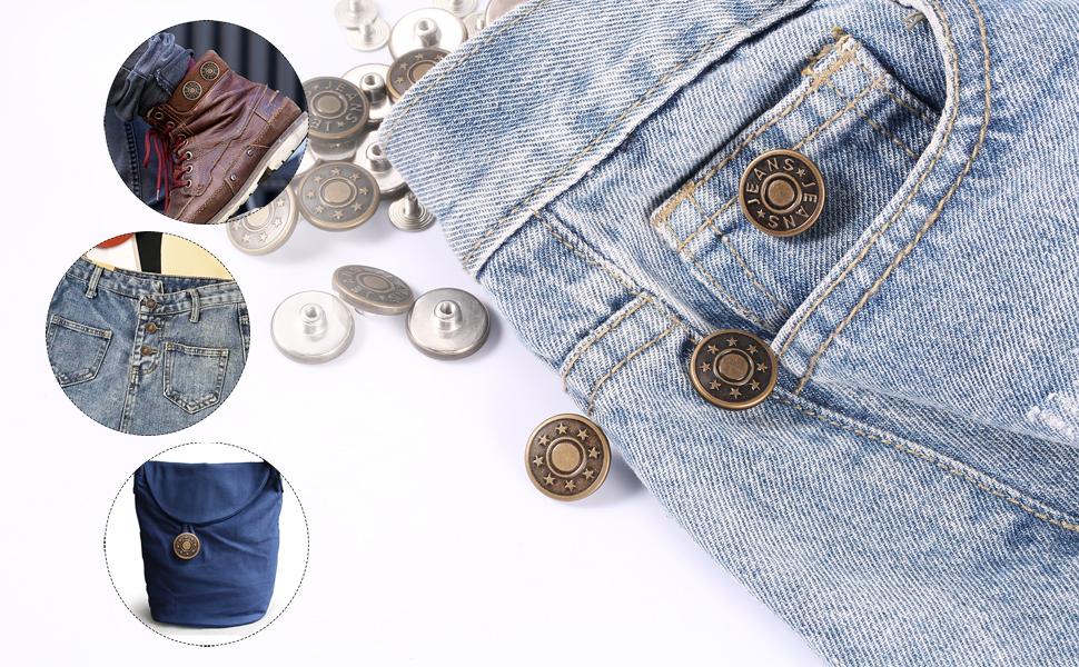 Jean Button Pins Adjustable, 2 Styles Perfect Fit Instant