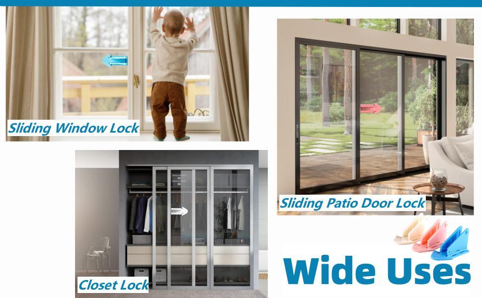 4 Pack Sliding Door Child Lock Security Baby Safety Slide Window Locks for Kids Proof Patio