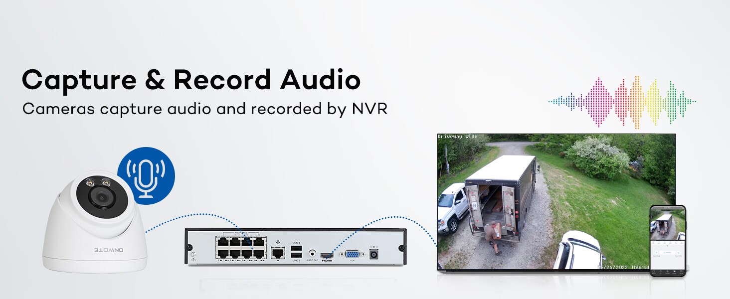 onwote poe nvr security camera system 4k wired ip 8 channel 4 outdoor home audio camaras seguridad