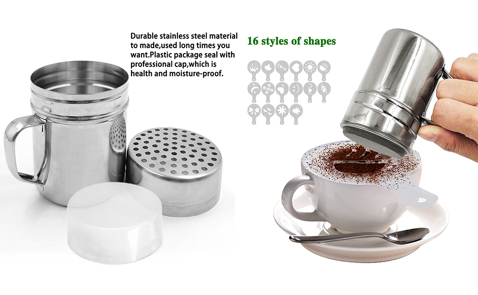 Powdered Sugar Shaker Duster with Handle, SENHAI 2pcs Stainless Steel