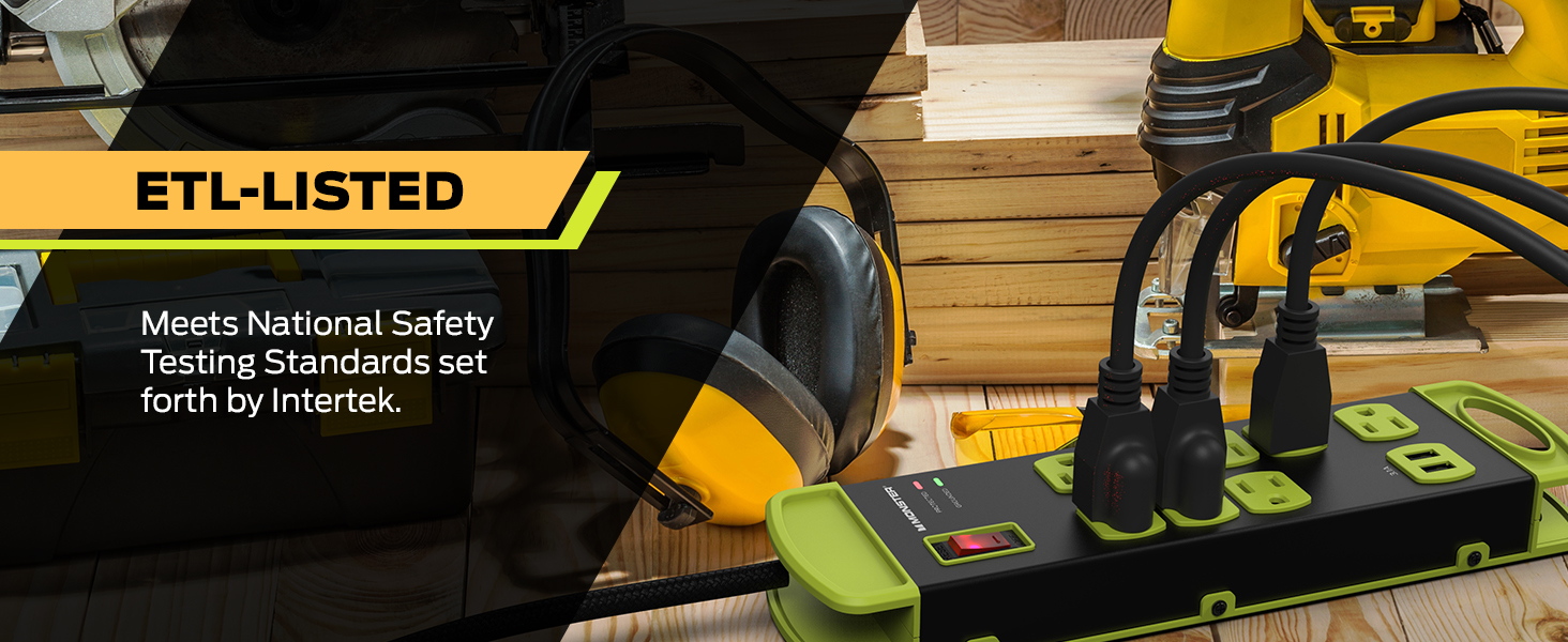 Monster HeavyDuty Garage Power Strip Surge Protector Mountable Heavy