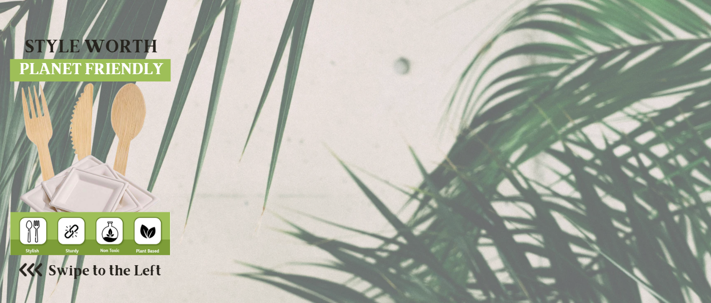 Bamboo utensils and sugarcane plates