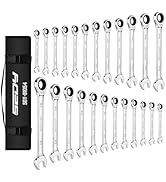 Premium 24-Piece Ratcheting Wrench Set, SAE & Metric Combination Wrenches, 8-19mm / 1/4