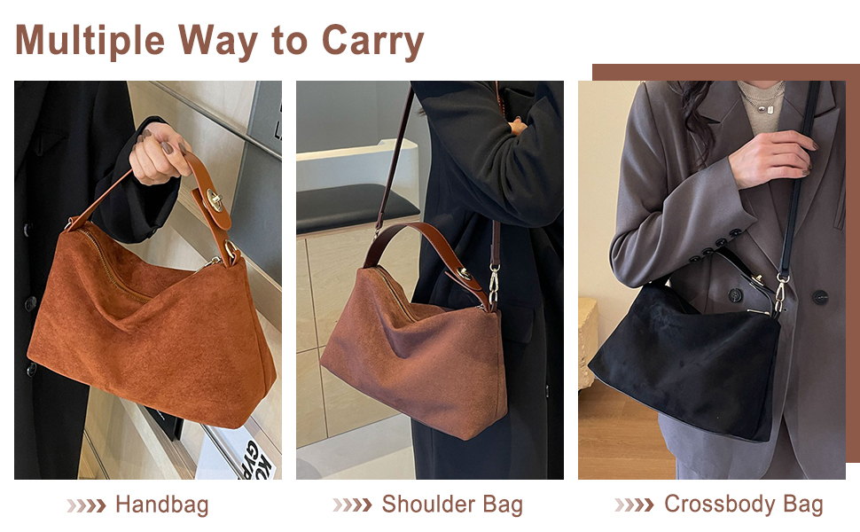 Amazon.com: Suede Bag Slouchy Shoulder Bag for Women