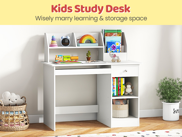 Giantex Kids Study Desk, Children Wooden Writing Table with
