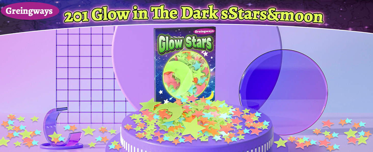 Greingways 201 Pcs Glow in The Dark Stars Stickers for