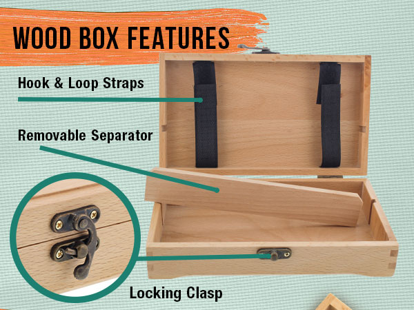 U.S. Art Supply Artist's Small Wood Storage Box