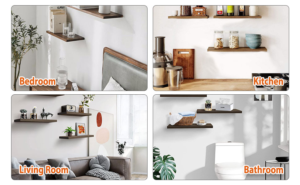 Ganggend Floating Shelf Brackets 8 Inch, 6 Pack Heavy Duty