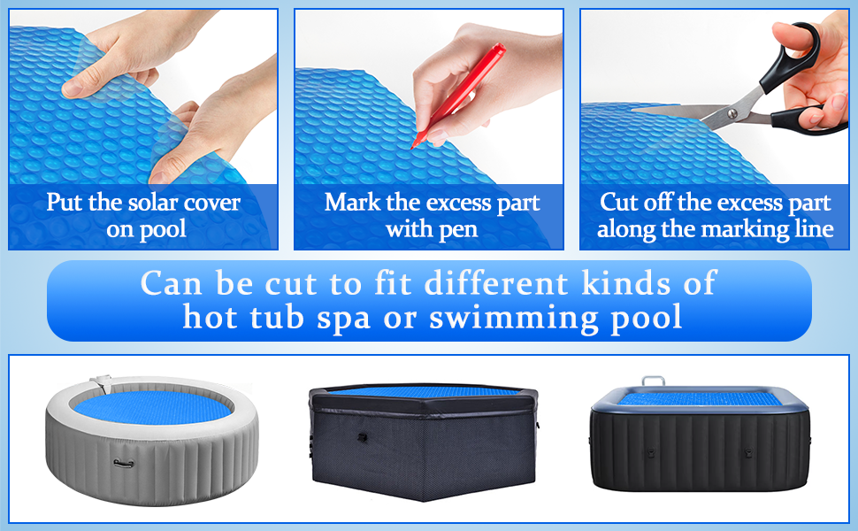 8Ft Swimming Pool Cover, Bubble Solar Pool Cover Blankets for Above