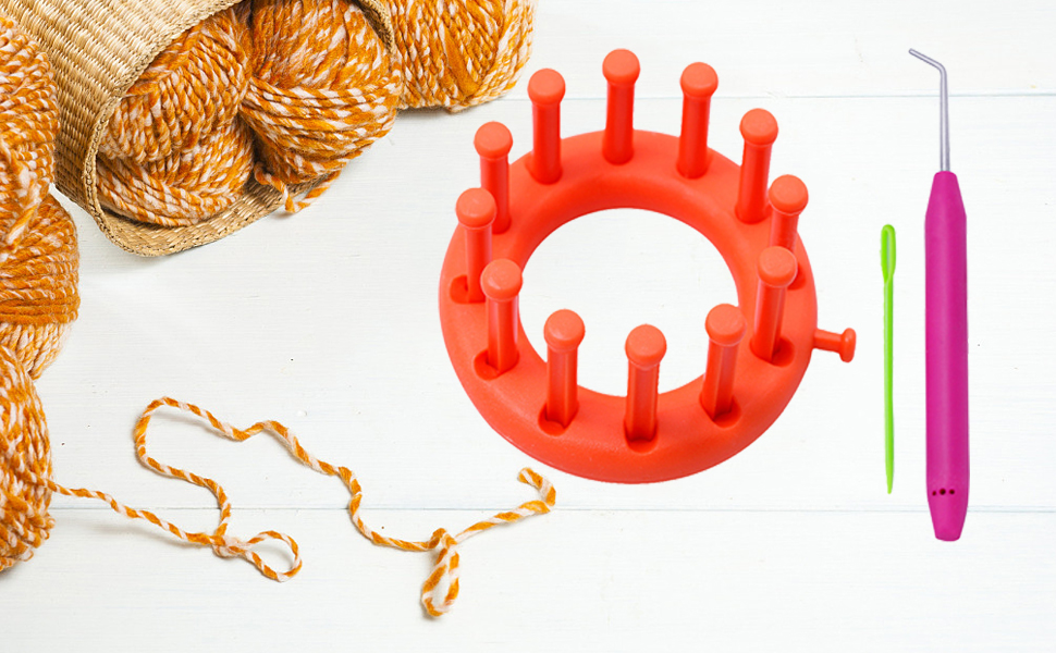 Katech Round Knitting Loom Plastic Hat Weaving Looms Kit with a Loom Hook and a