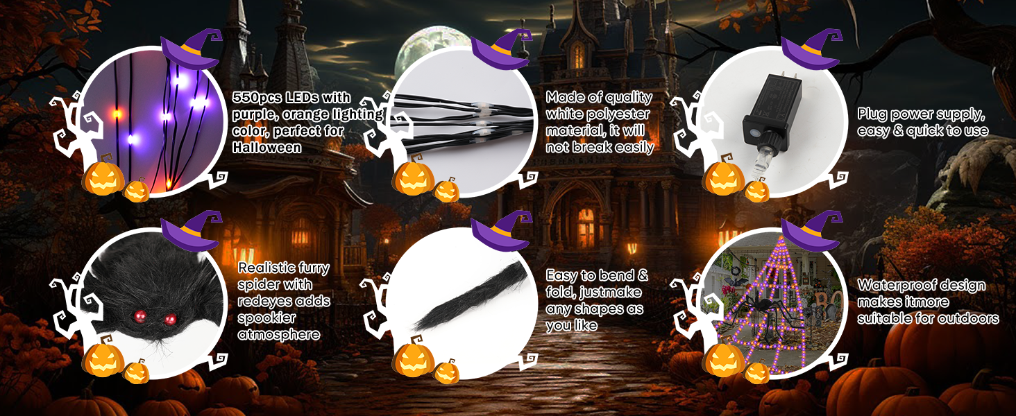 Spider Webs Halloween Decorations Lights