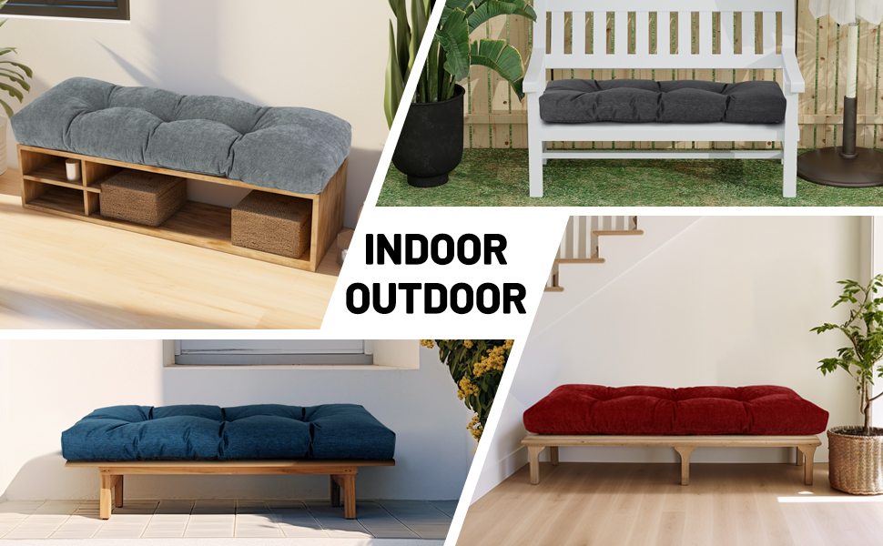 Lokex Bench Cushion,Custom Size 90+Color NonSlip Thick and