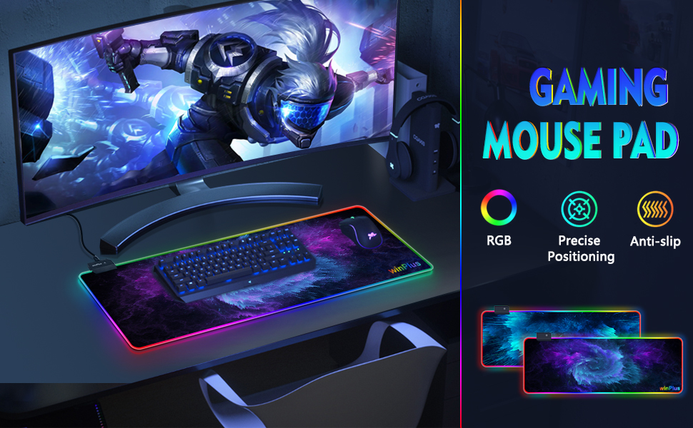 WINPLUS Gaming Mouse Pad, Extra Large Extended Soft AntiSlip Rubber