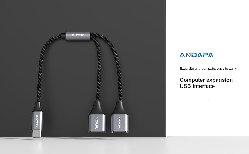 ANDAPA USB C Male to Dual USB Female Adapter,USB C to Dual USB Splitter for MacBook