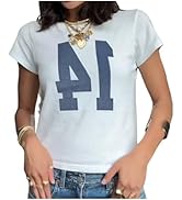 Number 14 Fitted Tee Jersey Summer Crop Top Short Sleeve Y2k