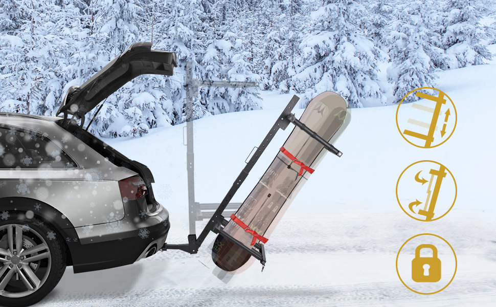 Neorexon Folding Hitch Ski Rack, HitchMounted Ski