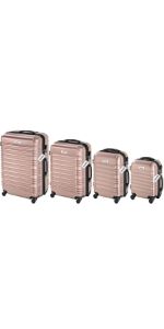 Tectake 4-teiliger roségoldfarbener Reisekoffer - robuste Hartschale, abnehmbare Rollen 360°, ineinander stapelbar, TSA F9e0408e 0c8b 4b94 Bd7c 26246e180528. CR0,0,150,300 PT0 SX150 V1