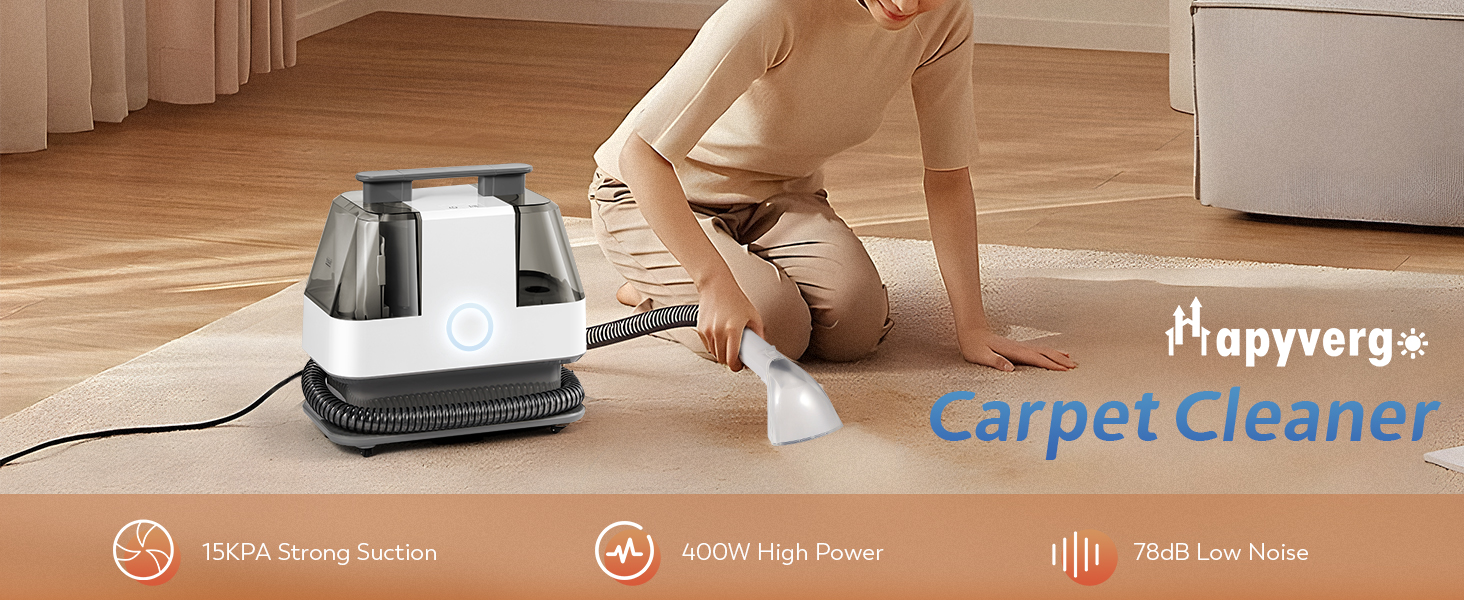 Hapyvergo Upholstery Cleaner Machine 15KPa Portable Carpet