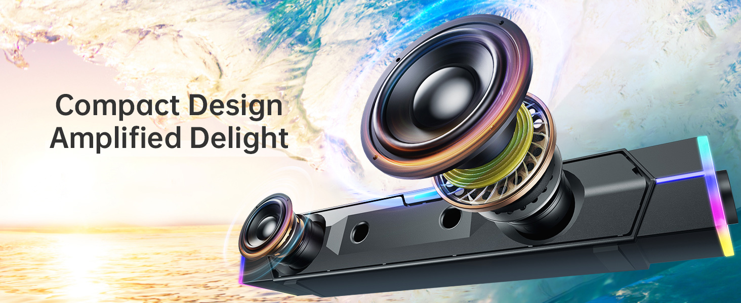 Fishcovers Computer Speakers for Desktop with Microphone, Bluetooth PC