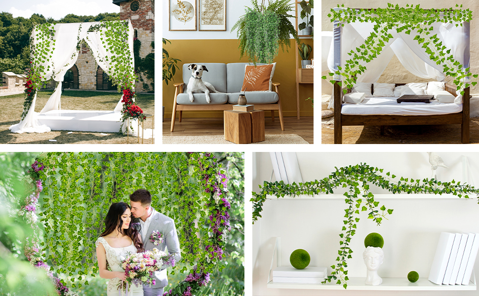 24 Pack Fake Vines for Bedroom 168' of Realistic Wall