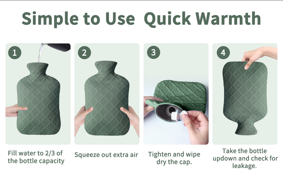 samply Hot Water Bottle with Soft Cover, 2L Hot Water Bag for Menstrual Cramps, Neck