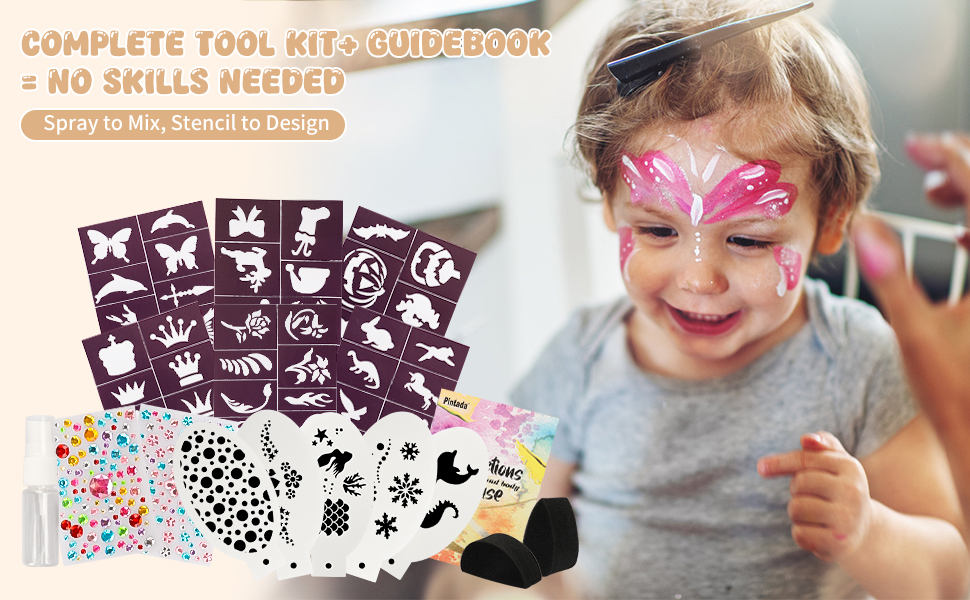 face painting kit with stencils for kids