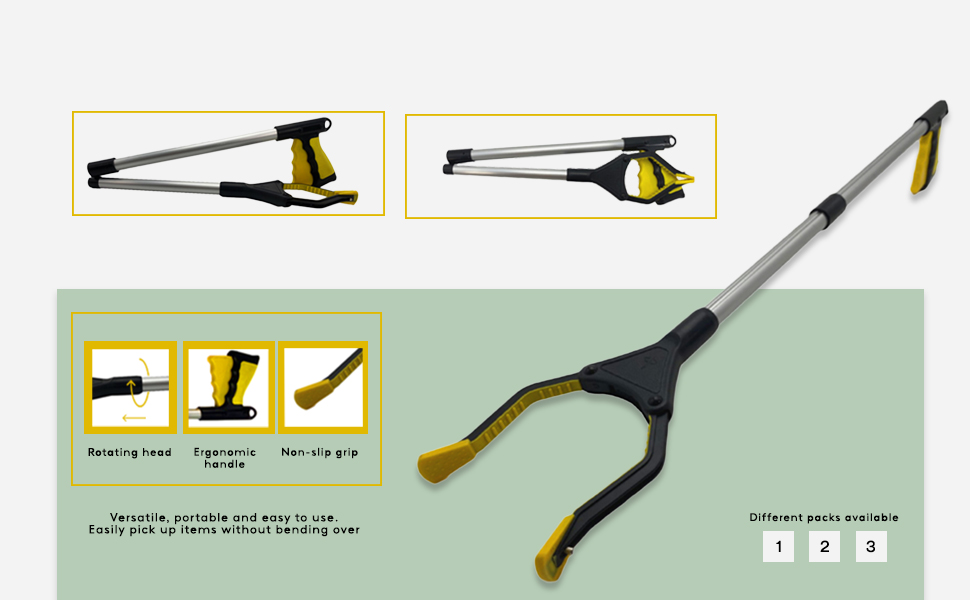 Straame Foldable Litter Picker Long Arm Rubbish Pick Up Tool with