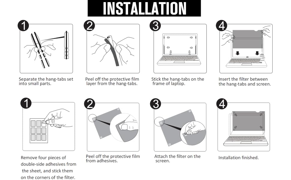 ZYY 14 Inch Laptop Privacy Screen Filter With Anti Glare,Blocks 96 UV