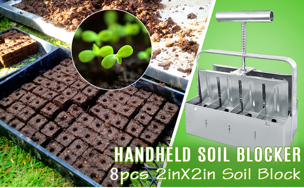 Manual Soil Block Maker 8 Soil Blocker 2 inch Manual Quad