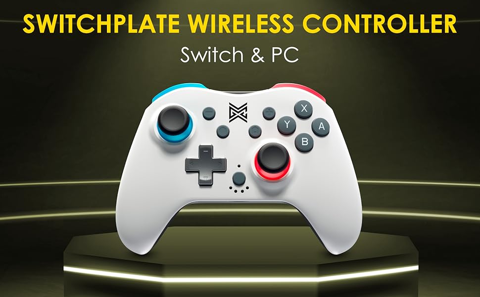 MGC Switchplate Compact Wireless Gaming Controller Gamepad, Switch/Windows PC, Programmable Back