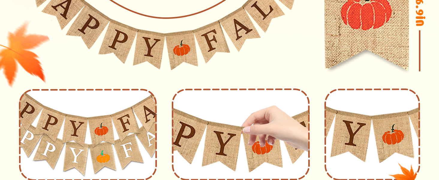 Happy Fall Pumpkin Burlap Banner