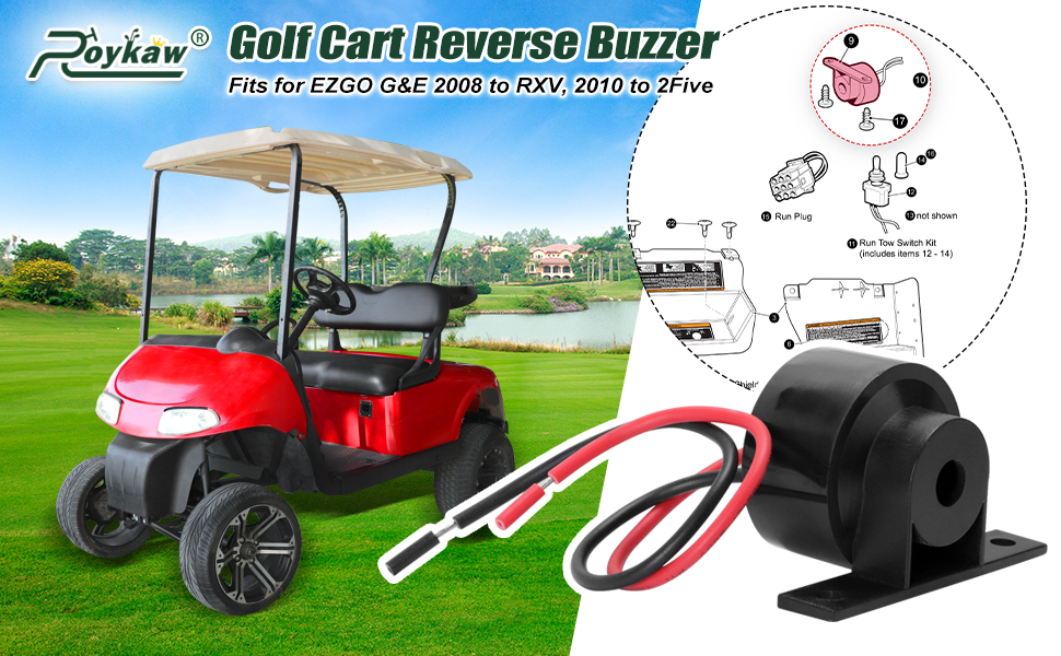 Roykaw Golf Cart Reverse Buzzer, Buzzer Alarm for EZGO RXV
