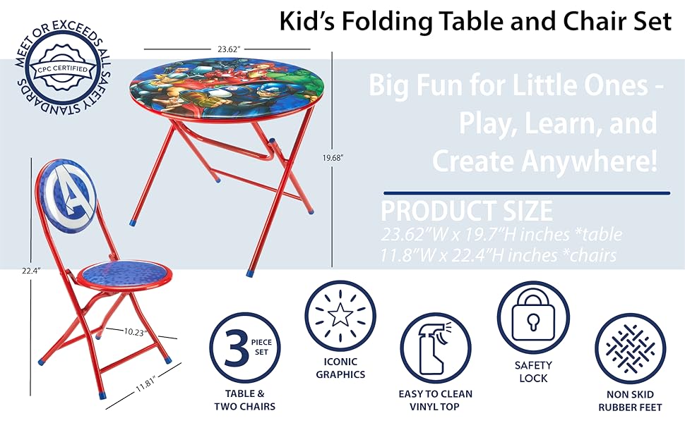 Amazon.com: Marvel Avengers 3 Piece Foldable Round Table and