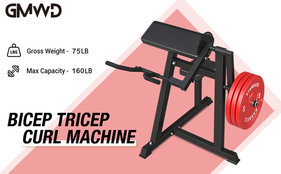 GMWD Bicep Tricep Curl Machine, Plate Loaded Bicep Curls and Tricep Extension