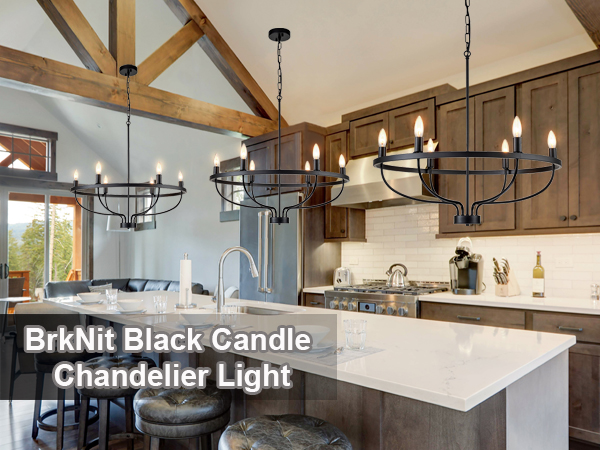 BrkNit 6-Light Black Chandelier, Candle Chandeliers for