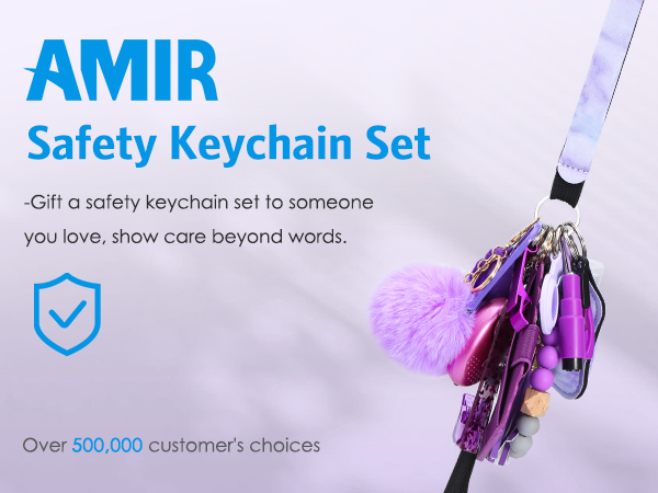 AMIR Safety Keychain Set for Women, Wristlet Strap Keychain