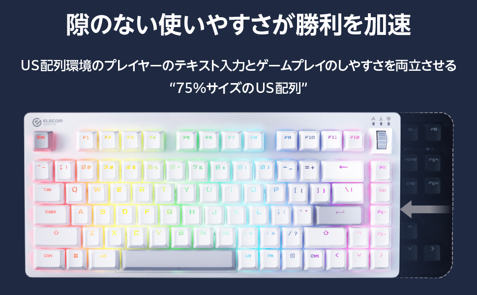 新品 エレコム ゲーミングキーボード ホワイト TK-VK720AWH-EN V custom VK720A - TK-VK720AWH-EN