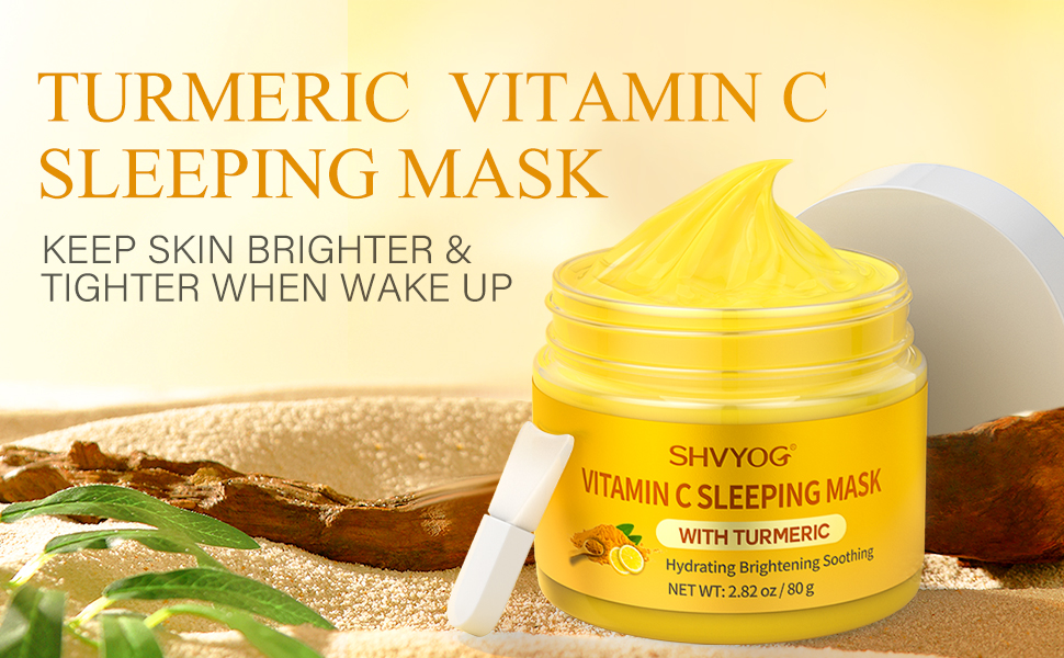 Vitamin C Turmeric Sleeping Mask, Vitamin C Overnight Face Mask With