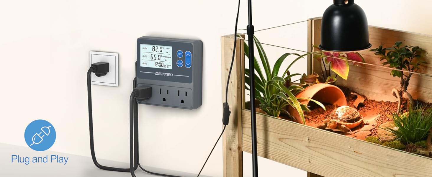Amazon.com: DIGITEN Reptile Temperature and Humidity Controller with ...