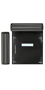 Black and Clear vacuum bag roll standing next to one slightly unrolled