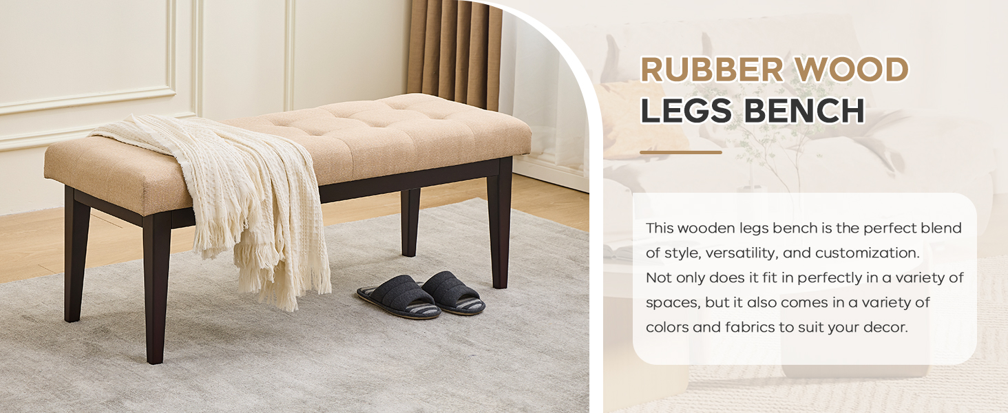 47.2" Button-Tufted Entryway Bench, Upholstered Faux Leather Ottoman Bedroom Bench End