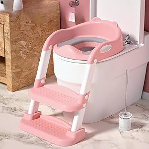 momness baby potty trainer seat toilet children commode bathroom ladder training poop foldable