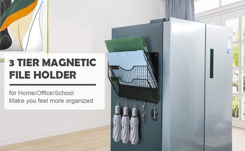 PAKAHEY 3 Tier File Holder,No Drilling Folder