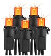 Brizled Orange Halloween Lights, 33ft 100 LED 5mm Wide Angle Orange Halloween String Lights, 120V...