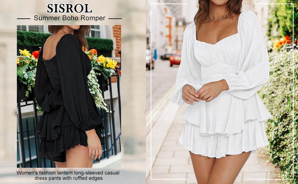 【新品タグ付き】Layered Romper /レイヤードロンパース ブラックS Rompers With Sleeves | Windsor