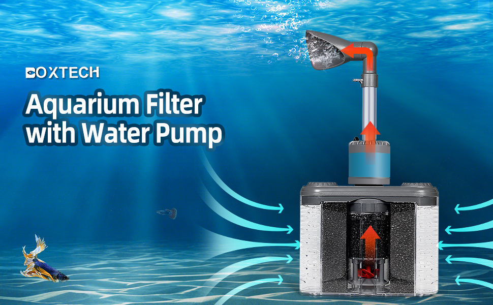 boxtech Aquarium Filter with Water Pump,Internal Fish Tank Filter