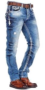 Cipo & Baxx Herren Stylische Freizeitjeans im Bikerstyle – Regular Fit oder Slim Fit | Stone Washed Denim mit Ziernähten Fa07be8e 8e28 41a0 B8de C0bde878e920. AC SR150,300