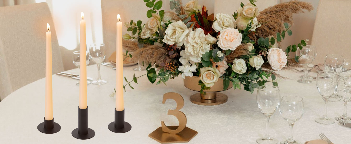 IMAGE 3PCS Taper Candle Holder Black Candlestick Holders 1/2/3inch