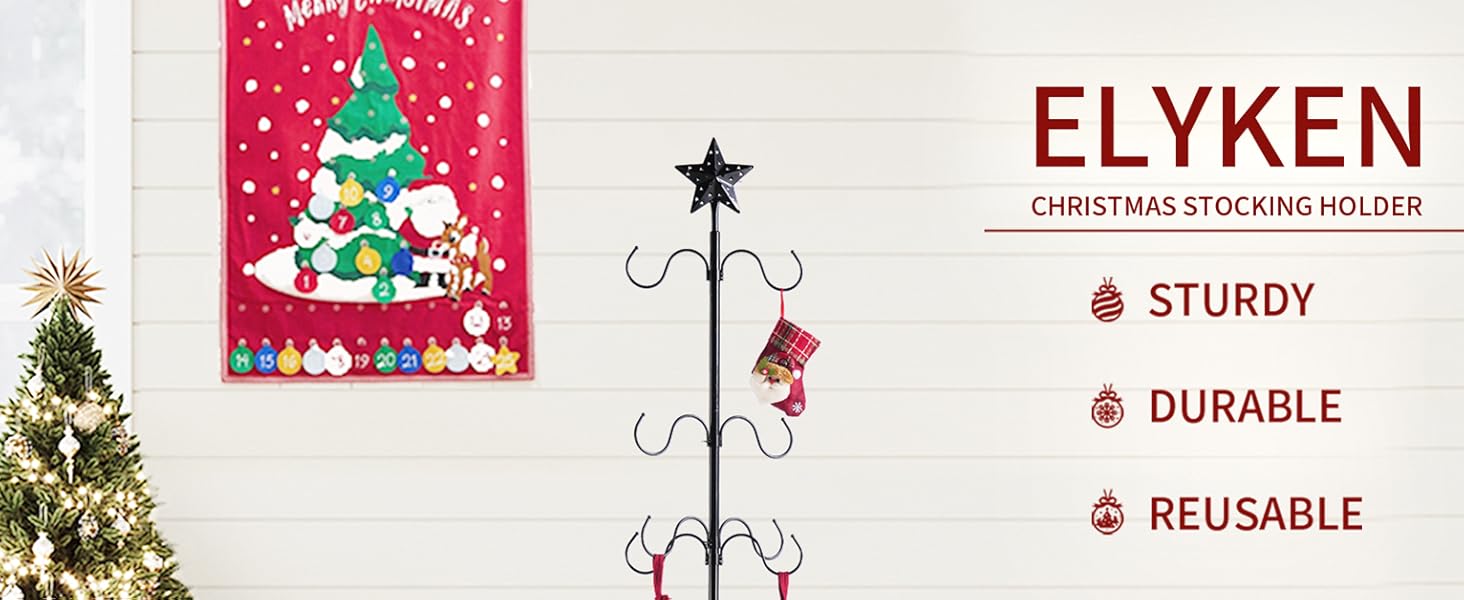 ELYKEN Freestanding Christmas Stocking Holder Stand with 8