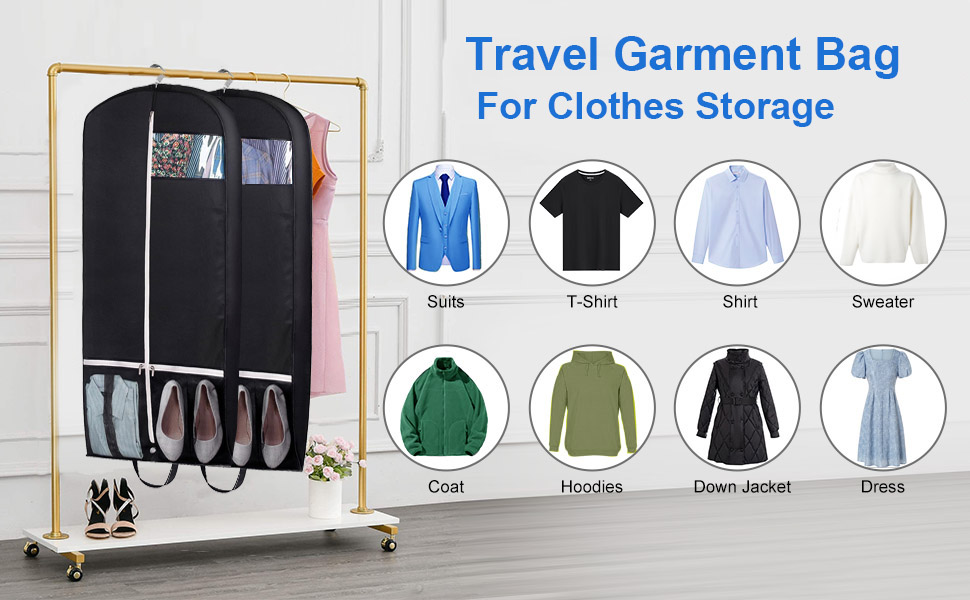 MISSLO 54" Suit Carriers for Men Women Travel Suit Bag Hanging Long